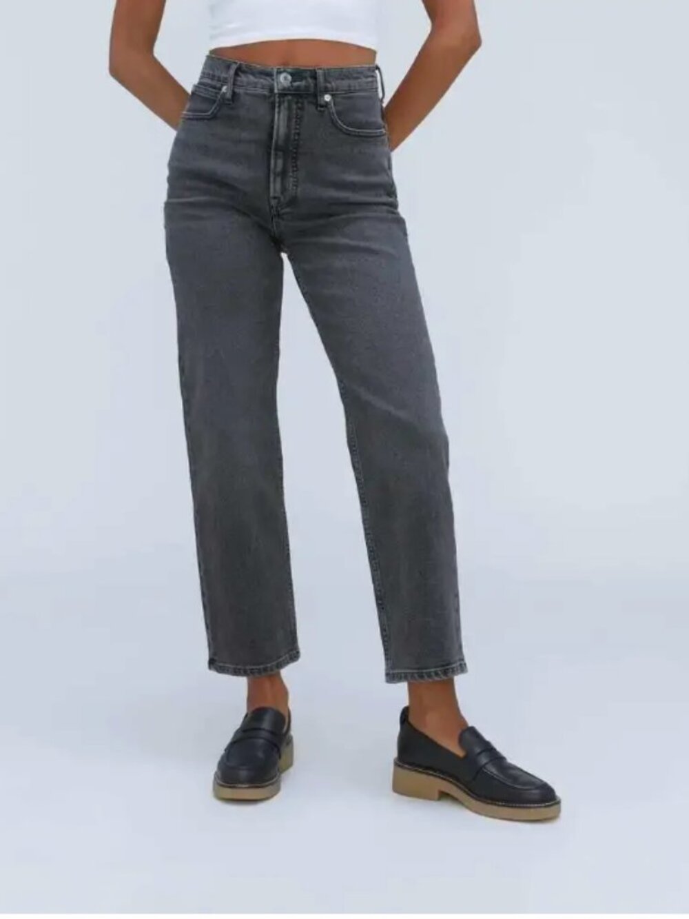 Everlane The Way-High Jean Washed Black Size 26 High Rise Wide Leg Denim